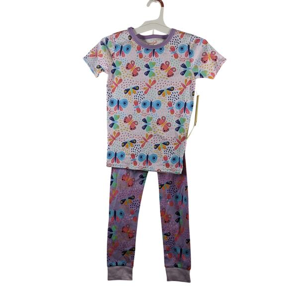 Butterfly Pajama Set‎ Girls Sleepwear Cat Jack Shirt Pants 10 2 Piece Purple - Picture 1 of 7